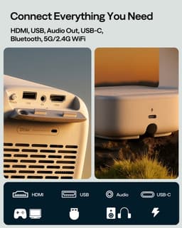 Aurzen EAZZE D1 Air Smart Beamer – Full HD 1080P – 300 ANSI – Netflix – Prime Video – YouTube – Dual-Band WiFi (2.4/5GHz) - Bluetooth 5.2 – HDR10 – Dolby Audio - Cloud White — thumbnail 4