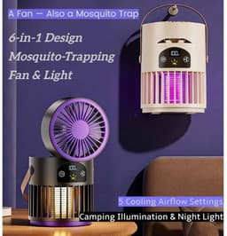 Lampventilator in de vorm van een mug, 3600 mAh, oplaadbaar, gebroken wit. — thumbnail 2