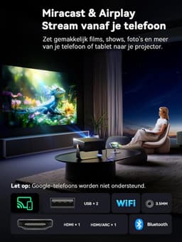 SP® Mini Beamer - Kleine Projector Voor Mobiele Telefoon - Miniprojector met Wifi en Bluetooth - Zwart - 24cm x 20cm x 10cm — thumbnail 4