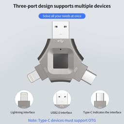 Vingerafdruk U-schijf - Data opslag - Veilige bestanden - 3-in-1 connectiviteit - 512 GB - Zwart — thumbnail 5