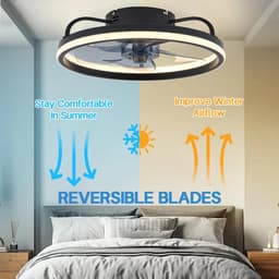 Vhr Zwarte Plafondventilator met Verlichting - Ventilator Lamp Plafond - Kroonluchter Ventilator - LED lamp - 33CM - Met Afstandsbediening — thumbnail 3