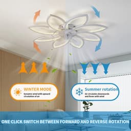 Vhr Plafondventilator met Verlichting - Dimbaar - 6 Snelheden - Afstandsbediening/App Besturing - Slaapkamer en Woonkamer - Ø78cm — thumbnail 5