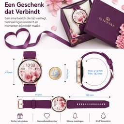 Smartwatch Dames - Bluetooth Bellen - 1.43'' AMOLED Ultra Clear Display - Ultradun Design - Hartslag, Slaap & SpO2 Monitor - Geschikt voor iPhone, Samsung & Android - 100+ Sportmodi - IP65 Spatwaterdicht - 3 Bandjes — thumbnail 2
