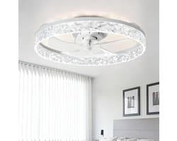 Plafondventilator van 50 cm met verlichting en afstandsbediening - Fandelier platte plafondventilator - 3000K-6500K dimbare inbouw LED-ventilatorlamp - Witte moderne plafondventilator met verlichting voor de slaapkamer