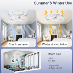 Plafondventilator van 50 cm met verlichting en afstandsbediening - Fandelier platte plafondventilator - 3000K-6500K dimbare inbouw LED-ventilatorlamp - Witte moderne plafondventilator met verlichting voor de slaapkamer — thumbnail 5