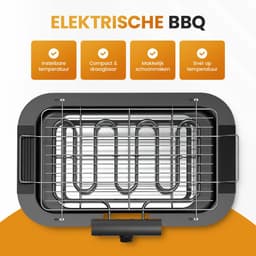 Elektrische grill – 2000W Tafelgrill met Thermostaat & Uitneembare Onderdelen – Draagbaar voor Buiten, Balkon & Tuin – Zwart — thumbnail 2