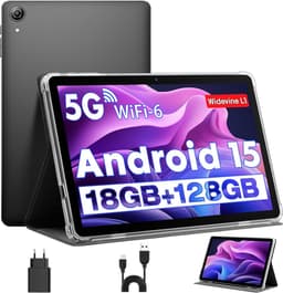 SnelShoppen - 10 Inch Tablet Android 15 met Case, Unisoc T30 Quad-Core, 18GB RAM, 128GB ROM, 1TB Uitbreiding, 1280x800 HD Scherm, 5MP + 8MP Camera, 60 — thumbnail 1
