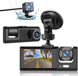 Dashcam met dubbele opnamefunctie Geschikt voor en achter, 3-kanaals dashcam met dubbele opnamefunctie, 1080P in-voertuigcamera DVR B — thumbnail 1