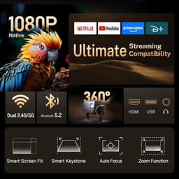 SnelShoppen - Intelligent Projector voor Feesten, Camping en Thuisgebruik - Draagbare Mini Beamer met WiFi, Full HD Beeldkwaliteit, Compact en Lichtge — thumbnail 2