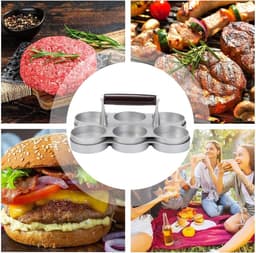 Vlees Patty Maker - Hamburger Pers - Perfecte Burgers Maken - 6 Kleine Roosters - 22.3x14.8x8.5cm — thumbnail 5