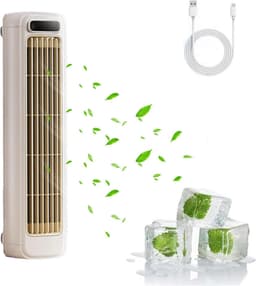 Luchtkoeler - Draagbare airconditioner - Persoonlijke Koeler - 3 in 1 mini Mobiele airco - Stille draagbare airconditioner met 3 snelheden - Bladloze verticale luchtcirculatie - Voor slaapkamer keuken en kantoor - Abrikoos — thumbnail 1