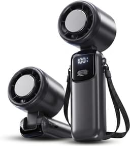 Draagbare - oplaadbare mini-ventilator met USB-C-aansluiting, 100 instelbare snelheden, persoonlijke luchtkoeler, stille borstelloze motor met 6 bladen, voor kantoor, reizen en thuis - zwart — thumbnail 1