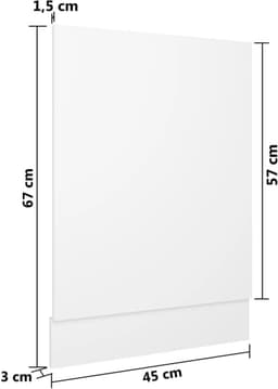 Vaatwasser Paneel - Frontpaneel Vaatwasser - Keuken Integratie - Duurzaam Vervaardigd Hout - 45x67 cm - Wit — thumbnail 4