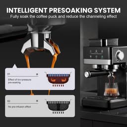 Espressomachine met Geïntegreerde Koffiemolen - 20 Bar - 1350W - Touchscreen - 1,8 Liter Watertank - Dubbele Extractie - Espressoapparaat — thumbnail 5