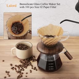 Dailygoods- Koffiezetapparaat 600ml - Borosilicaatglas - Druppelkoffiezetapparaat - Houten Kraag - 100 Vellen Papierfilter - Veilig Materiaal - Drip Coffee Maker — thumbnail 2