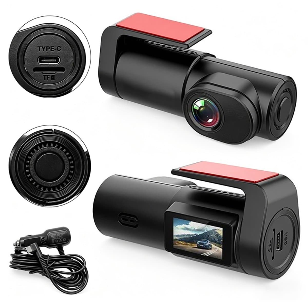 Autodashcam – Full HD – 140° groothoeklens – WiFi-dashcam - 1080p HD-nachtzicht – Draadloze WiFi-smartphoneverbinding – Nachtzichtfunctie – App (Wi-Fi) – Compact en draagbaar – Zwart — afbeelding 1
