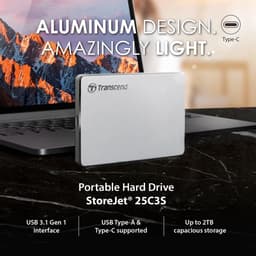 Externe Harde Schijf - Portable SSD Externe Opslag - Bestanden Opslaan - Slanke Aluminium Behuizing - 1 TB - Zilver — thumbnail 2