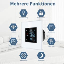 Slimme Inbouwthermostaat - Digitale Kamerthermostaat - Comfortabel Wonen - App en Spraakbediening - 8.3 x 8.3 x 5.5 cm - Wit — thumbnail 3