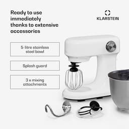 Stand Mixer - Keukenmixer Mengmachine - Bakken Ingrediënten Mengen - Planetaire Mengsysteem - 5 Liter Kom - Wit — thumbnail 4