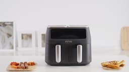 Airfryer Dubbele Mand - Olievrije Friteuse - Gezond Koken - Dubbele Cyclone Technologie - 8 Liter - Zwart — thumbnail 3