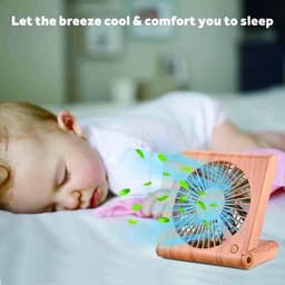Draagbare bureauventilator, oplaadbaar via USB – Bruin — thumbnail 2