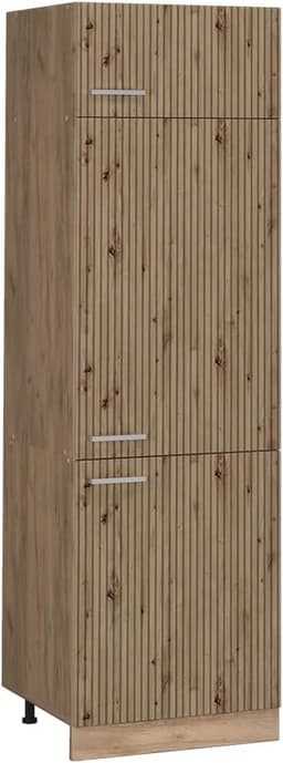 Koelkast ombouwkast - Keukenkast Hoge kast - Keuken organiseren - Verstelbare voeten - 60 cm - Artisanaal eiken goud — thumbnail 1