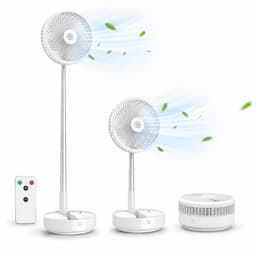 3-1 Ventilator Staand - Tafelventilator - Vloerventilator USB-C - 4 Standen - Draadloos en Geluidloos Fluisterstil - Fans - Staande Mini Ventilator - Kleine Statiefventilator - Aircooler - Mobiele Airco - 19,5 x 19,5 x 2,5 cm - Wit — thumbnail 1