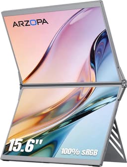 ARZOPA E1 Dual Portable Monitor - 2x 15.6 Inch Full HD IPS - Opvouwbare Dual Screen Laptop Monitor - USB-C & Mini HDMI - Aluminium — thumbnail 1