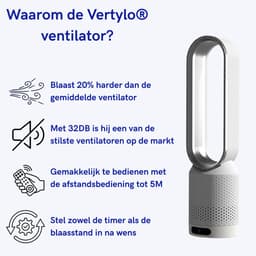 Vertylo® Draagbare Ventilator | Draagbare Airco | 8 Snelheden | Wit | Super Stil 32DB | Incl. Afstandsbediening — thumbnail 3