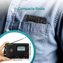 Retekess V115 Draagbare Radio - Noodradio op Batterijen - AM FM SW Keukenradio -Wereldontvanger MP3-Sleep Timer-speler REC Voice Recorder — thumbnail 5