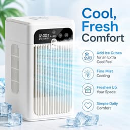 Draagbare luchtkoeler, mini-airconditioner met ventilator van 500 ml | 3000 mAh oplaadbare batterij, 2 ventilatorsnelheden, 2 nevelstanden, Type-C-interface, persoonlijke verdampingskoeling — thumbnail 2