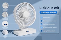 VHV-Bureauventilator met LED-Display - Oplaadbare Ventilator met 5 Snelheden - Oscillerende Tafelventilator - Stille Ventilator voor Thuis en Kantoor - Ijs-wit — thumbnail 2