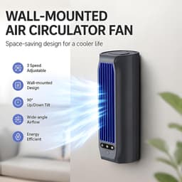Oplaadbare Wandventilator - 3000mAh Batterij - 3 Stille Snelheden - USB voor Slaapkamer — thumbnail 2