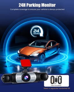 SnelShoppen - 4 Kanaals Dash Cam 360° 1080P Auto Camera met 3,16 inch Display, 64G SD-kaart, Loopopname, Nachtzicht, Groothoek 150°, Bewegingsdetectie — thumbnail 3