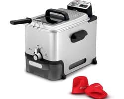 Friteuse met Automatisch Filtersysteem - Frituurpan Olie Reiniger - Thuis Frituren - Automatisch Olie Onderhoud - 35 Liter - Zilverkleurig
