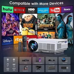 Yowhick - Beamer - Projector Beamer - Mini Meamer - 1080P - Automatische focus - met WiFi - 5G+2.4G Wireless Connection - Wit — thumbnail 5