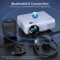 Yowhick - Beamer - Projector Beamer - Mini Meamer - 1080P - Automatische focus - met WiFi - 5G+2.4G Wireless Connection - Wit — thumbnail 4