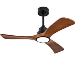 COVREO Plafondventilator met verlichting 106 cm zwart hout, 6 snelheden