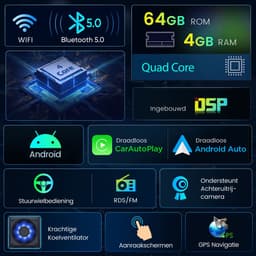 Junsun Android 15 Autoradio Geschikt Voor Ford Focus Mk2 2004-11 - 4GB+64GB - Draadloze CarPlay & Andriod Auto - GPS-navigatiesysteem - Bluetooth - Stuurwielbediening - WiFi - 9-inch Touchscreen - RDS - USB — thumbnail 5
