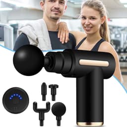 Mini Massagepistool - Handmassageapparaat Voor De Spieren - Diepweefselpercussiemassageapparaat - 4 Massagekoppen En 6 Snelheden — thumbnail 1