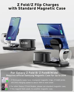 Qi2.2 25W 6-in-1 magnetisch laadstation geschikt voor Samsung, wekker | nachtlampje, Bluetooth-luidspreker, snelle draadloze oplader met MagSafe-standaard voor Z Fold 8 Ultra/Fold8 Wide/S26 Ultra/Watch Ultra2 — thumbnail 5