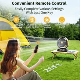 G&G ventilator - Tafelventilator - Accu - 26-126 uur - 8 snelheden - USB - Noodverlichting - Afstandsbediening - Camping - Bouw — thumbnail 5