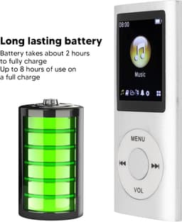MP3 Speler - Bluetooth - Shuffle/Repeat - USB - Shuffle - Incl. Oordopjes - Voice recorder - Dictafoon - Draagbaar - Stijlvol en multifunctioneel - Ideaal voor Sport, Kinderen en Volwassenen - Zilvergrijs — thumbnail 5