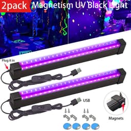 Wclavion-Set van twee uv-blacklight led-balken met usb-aansluiting en aan/uitschakelaar sfeerverlichting voor feesten disco en thema-evenementen binnenshuis — thumbnail 1