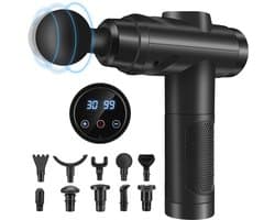 Massage Gun – 30 Snelheden – 10 Massagekoppen – LCD Touchscreen – 2500mAh – Tot 6 Uur Gebruiksduur