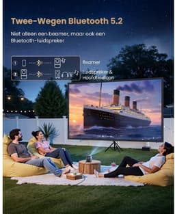 NIVA® Mini Beamer - Officiële Miniprojector van Netflix - Slimme Projector - Zilvergrijs - 8cm x 11cm x 18cm — thumbnail 2