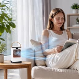 USB-aangedreven bureauventilator met vernevel- en timerfunctie-oscillerende luchtbevochtiger inclusief afstandsbediening-ABS watertank-stille persoonlijke luchtcirculator voor slaapkamer, kantoor en binnengebruik — thumbnail 5