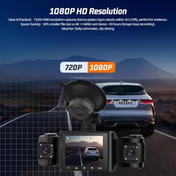 Thijox - 3-Kanaals Dashcam met 64GB SD-kaart - 1080P Full HD, 2.4" IPS-scherm, Draaibare Lens, Nachtzicht, Loopopname & Bewegingsdetectie voor Auto en — thumbnail 4