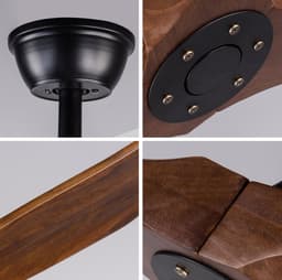 MIVRAY Plafondventilator Zonder Licht 70 Inch Walnootkleur Hout Metaal Zwart Met Afstandsbediening 6 Snelheden Voor Grote Ruimtes — thumbnail 2