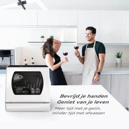 Lìon® Mini Vaatwasser - Afwasmachine - Vrijstaande Vaatwasser - Wit - 43cm x 43cm x 46cm — thumbnail 3